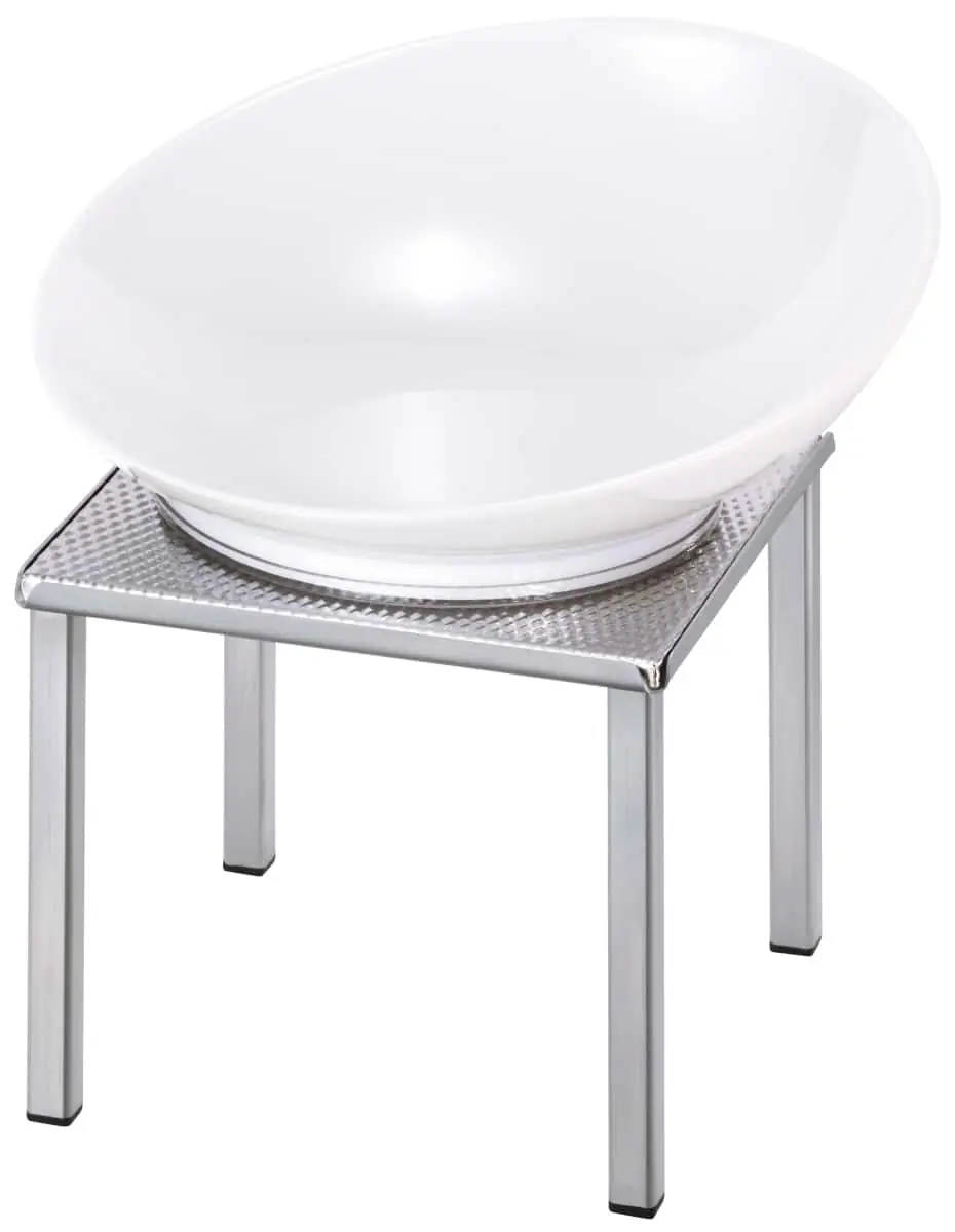 Bild von RAISER INOX 'Buffetschale' Porzellan,weiß, Edelstahlfuß, H:27,5 cm