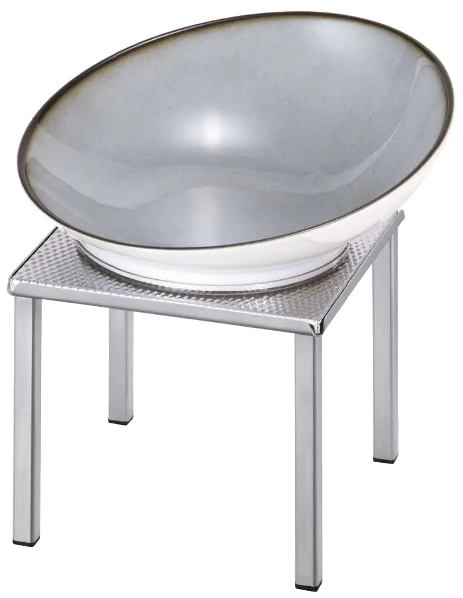 Bild von RAISER INOX 'Buffetschale' Porzellan, grau, Edelstahlfuß, H:27,5 cm