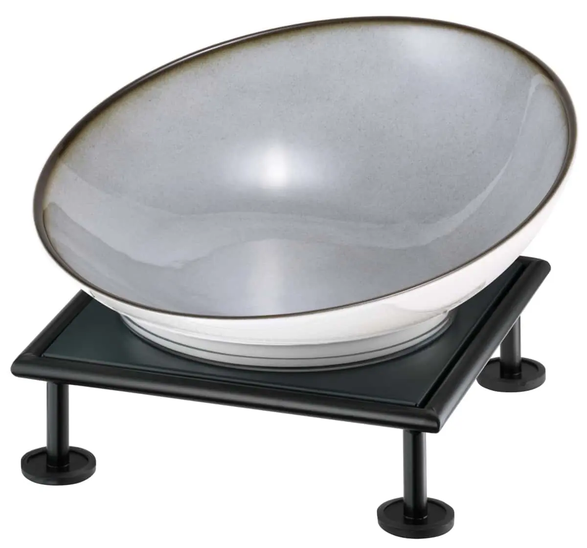 Bild von RAISER RUSTIC 'Buffetschale' Porzellan, grau, Metallfuß, H: 17,7cm
