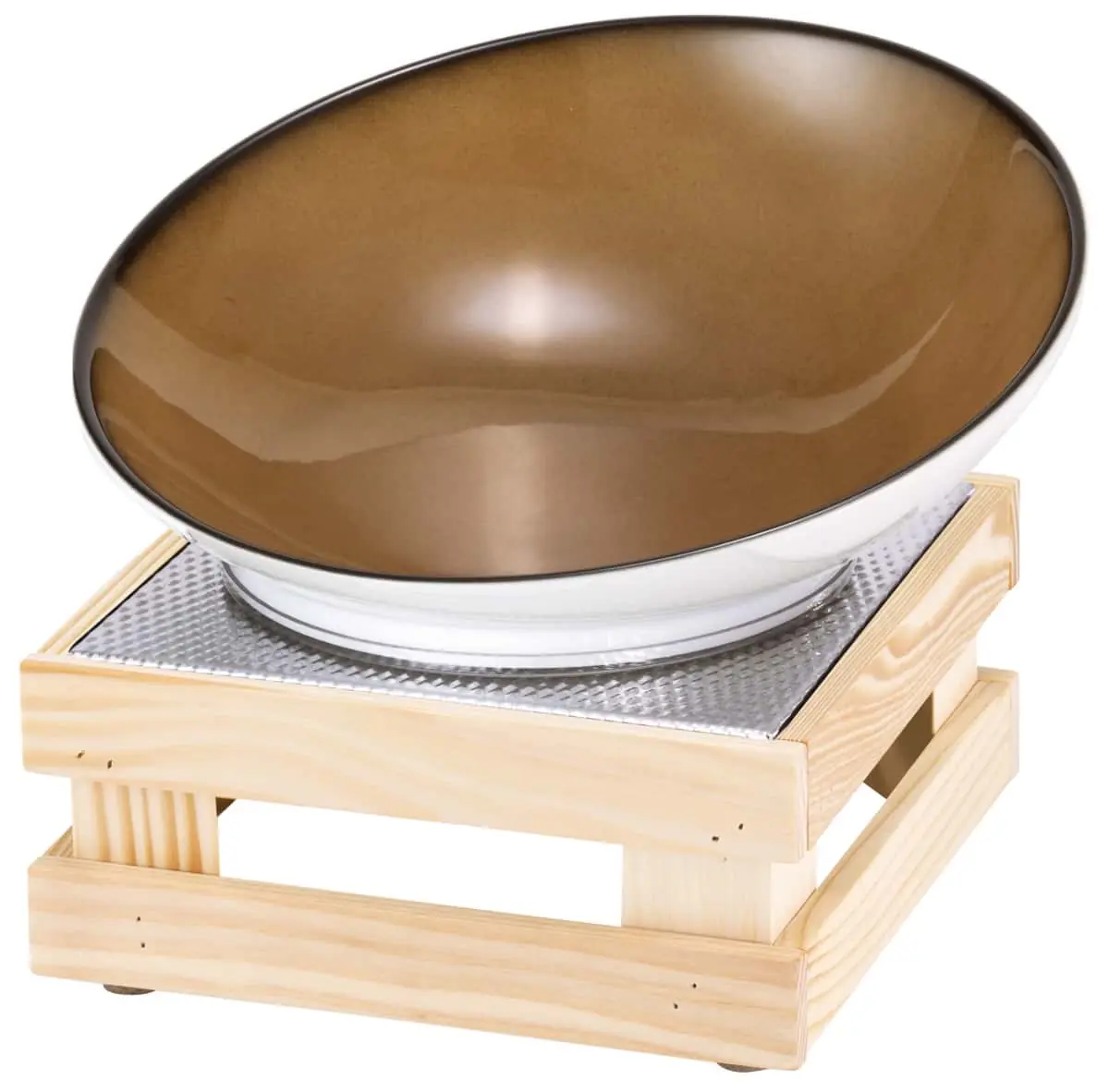 Bild von RAISER NATURE 'Buffetschale' Porzellan, caramel, Holzfuß, H: 22,0cm