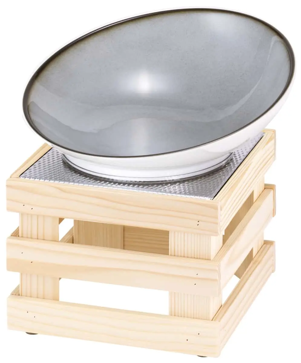Bild von RAISER NATURE 'Buffetschale' Porzellan, grau, Holzfuß, H: 28,5cm