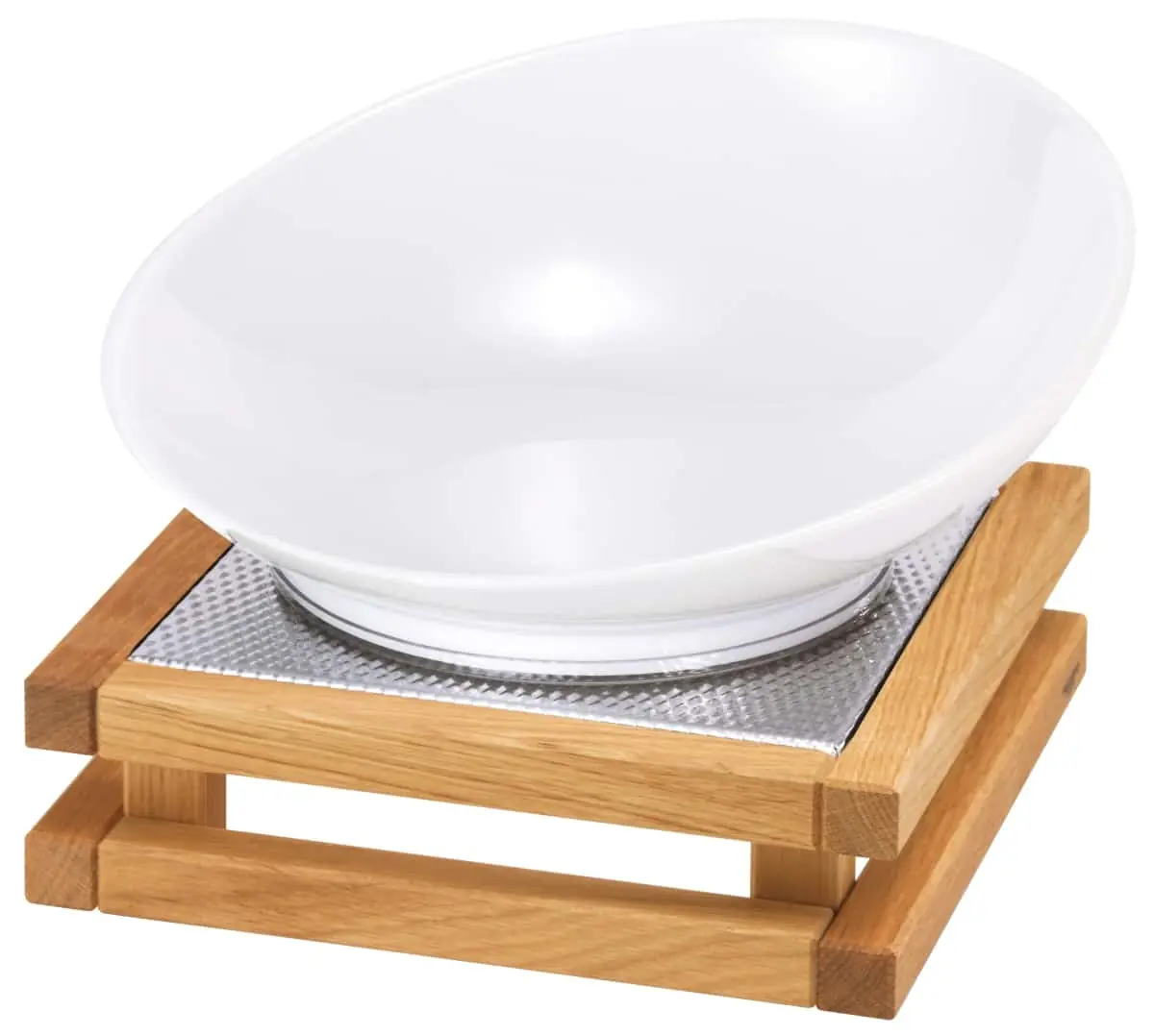 Bild von RAISER OAK 'Buffetschale' Porzellan, weiß, Holzfuß, H: 19,0cm