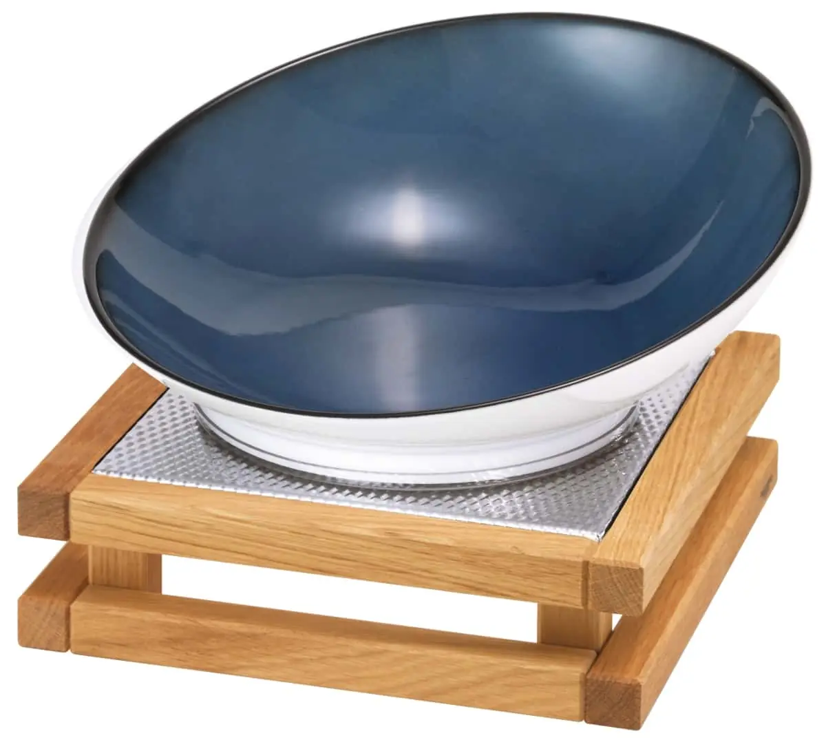Bild von RAISER OAK 'Buffetschale' Porzellan, blau, Holzfuß, H: 19,0cm