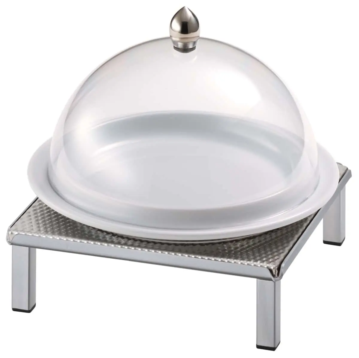 Bild von RAISER INOX 'Clochenplatte' mit Porzellanteller,weiß, H:20,8cm