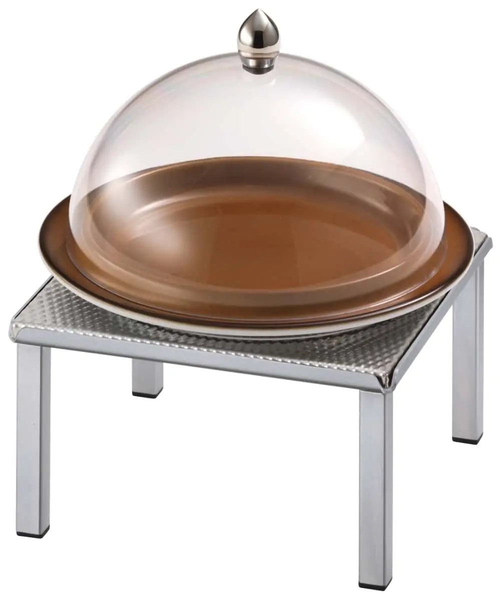 Bild von RAISER INOX 'Clochenplatte' mit Porzellanteller, caramel, H:25,8cm