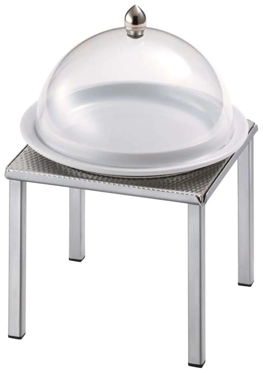 Bild von RAISER INOX 'Clochenplatte' mit  Porzellanteller, weiß, H:30,8 cm