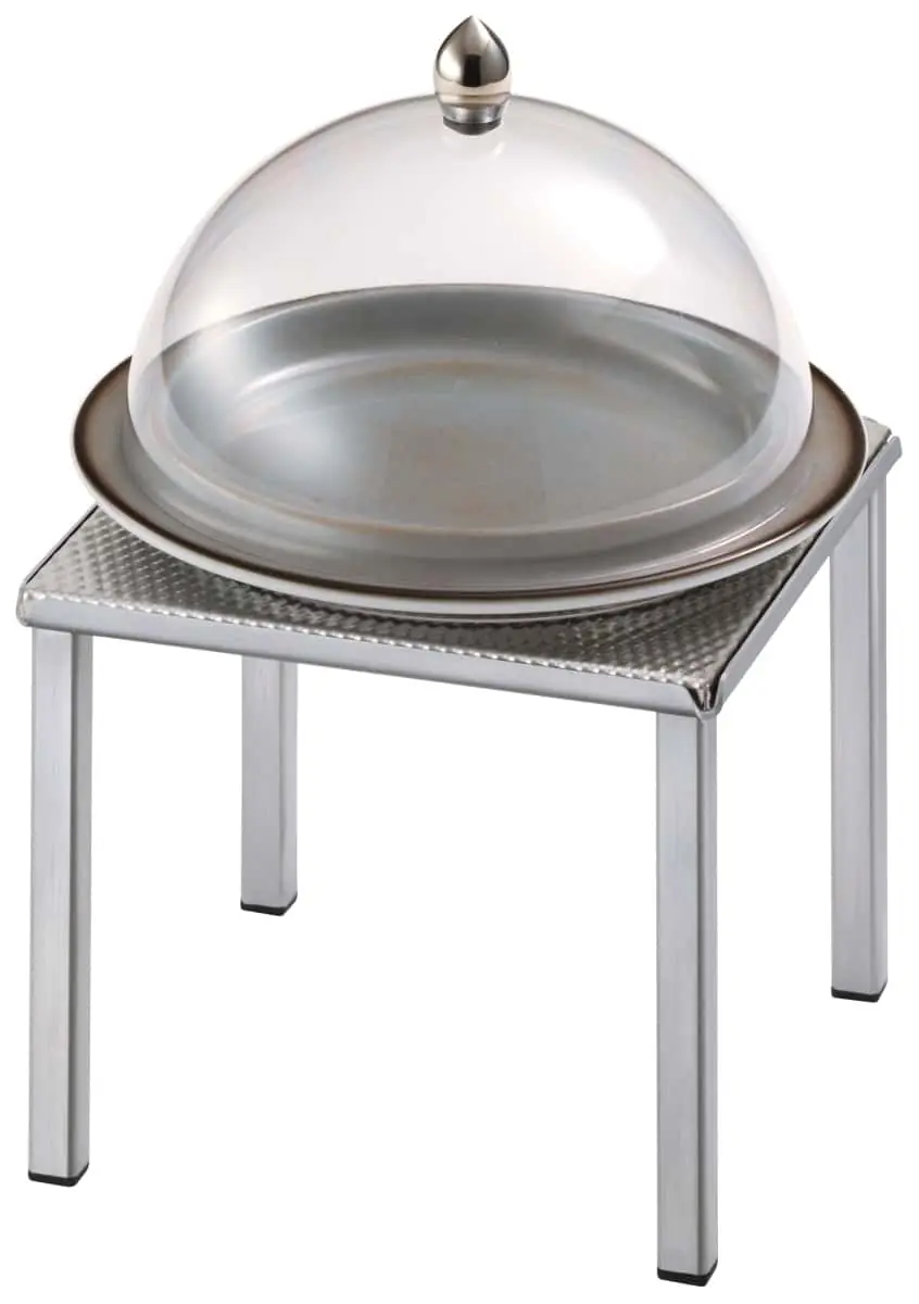 Bild von RAISER INOX 'Clochenplatte' mit  Porzellanteller, grau, H:30,8 cm