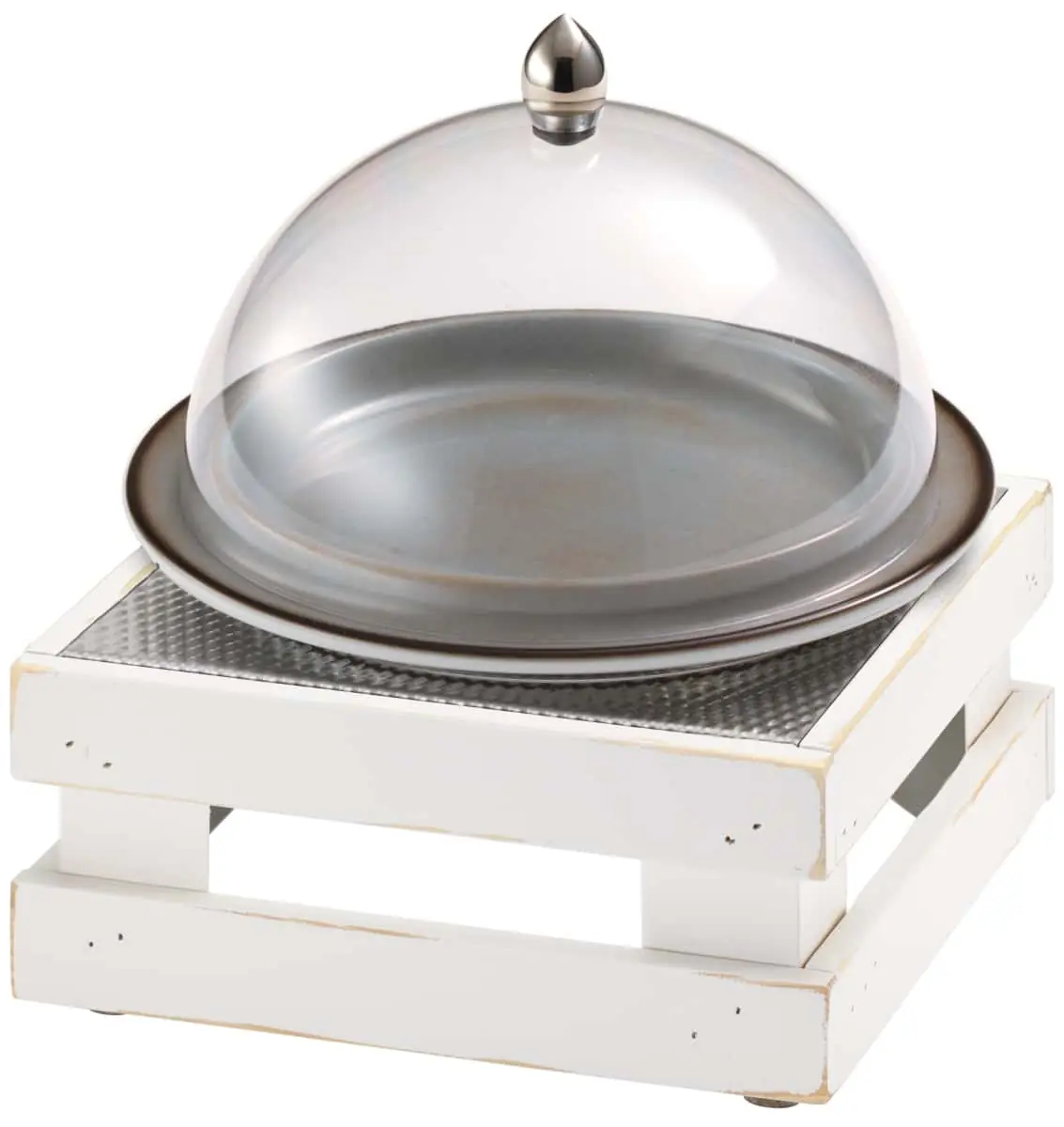 RAISER VINTAGE 'Clochenplatte' mit Porzellanteller, grau, H:25,3 cm