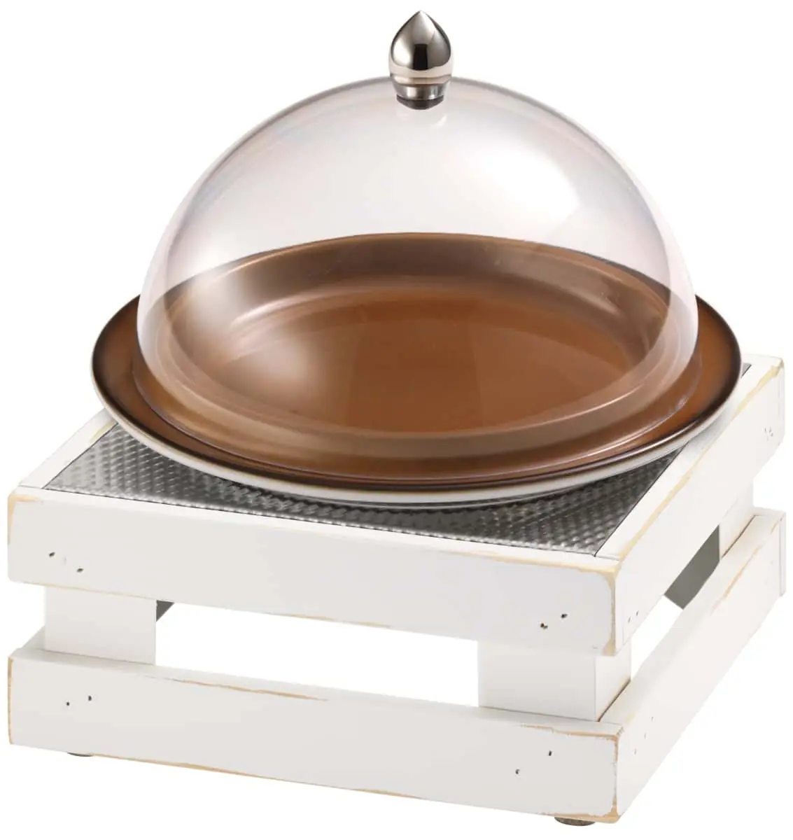 RAISER VINTAGE 'Clochenplatte' mit Porzellanteller, caram., H:25,3cm