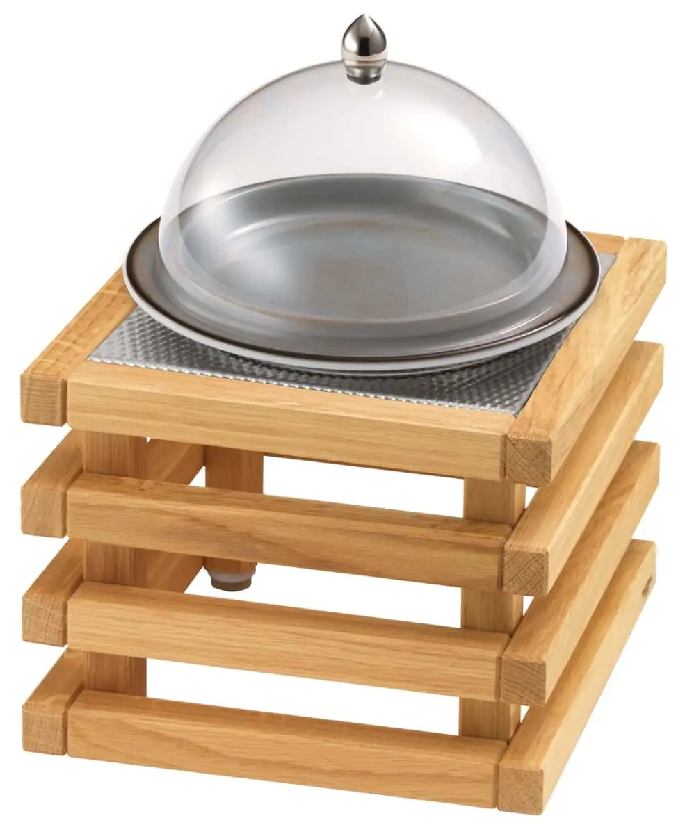 Bild von RAISER OAK 'Clochenplatte' mit Porzellanteller, grau, H:31,8 cm