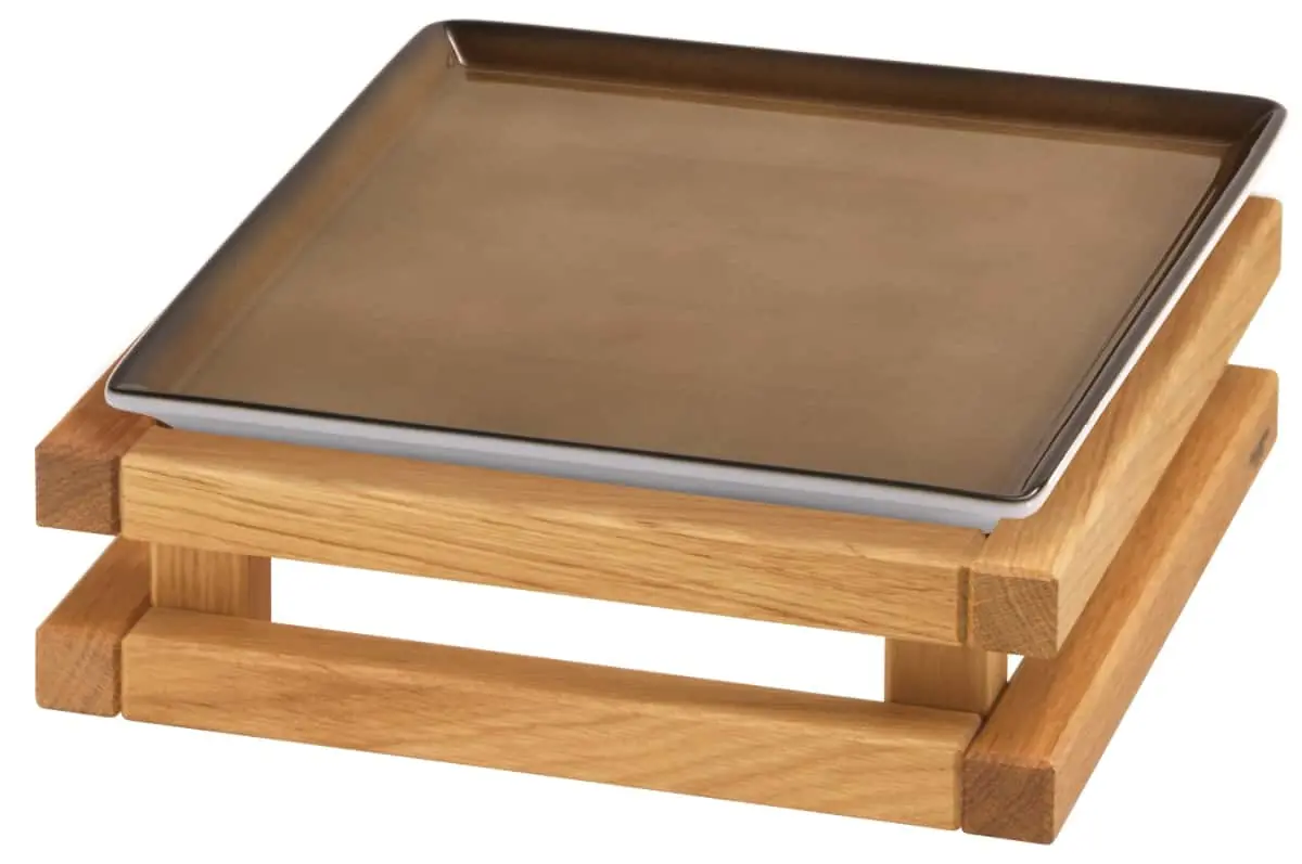 Bild von RAISER OAK 'Frischeplatte' Porzellan, caramel 23x23, H: 8,9 cm