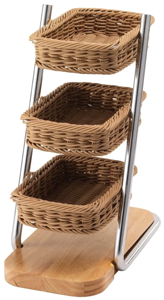 Bild von PICKNICK 'Vario Rack' m.3 schmal. Körben, Edelstahlrahmen, Holzfuß